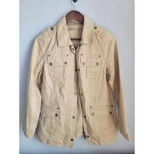 Womens Tan Tyler Boe Utility Jacket Zip/Snap Front 100% Cotton Medium Field Safa